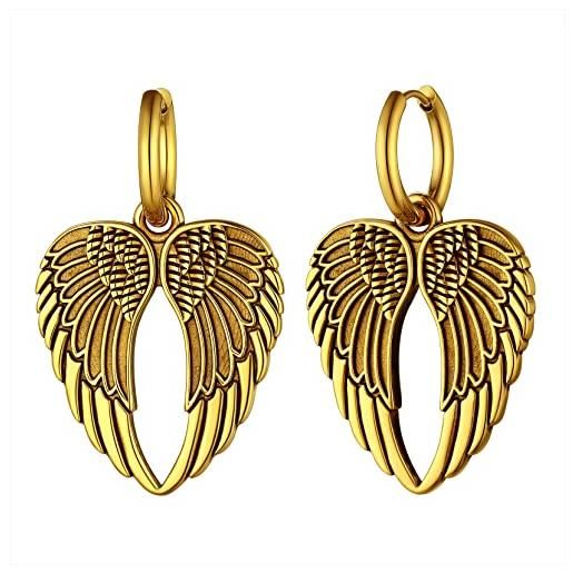 Richsteel orecchini pendenti rock hip hop gold wings, orecchini a cerchio in cartilagine da 12 mm da uomo