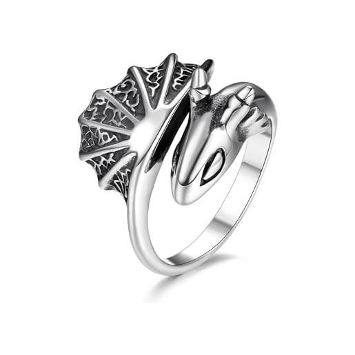 GTHIC anelli di drago volante gotico per uomo donna regali di gioielli con ali di animali vintage taglia 12