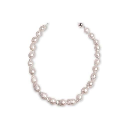 Secret & You collana di perle coltivate d'acqua dolce da donna, barocche xl da 12-13 mm e lunghezza di 42 cm, con nodo tra ogni perla e chiusura in argento sterling. 