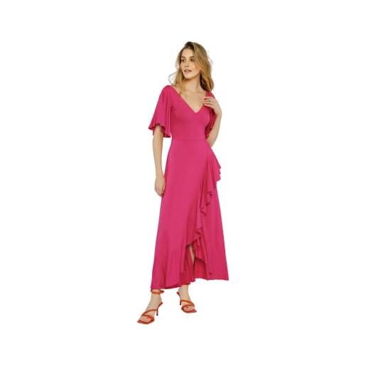 Madnezz House abito da donna juanita scollo a v con volant dress, colore: rosa