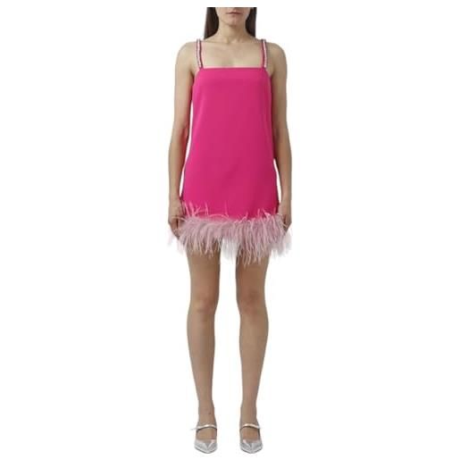 Pinko trebbiano abito crepe stretch con piume vestito da festa, n17_pink, 50 donna