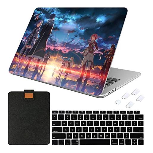 SanMuFly for mac. Book pro 13 inch case m2 m1 chip 2022 2021-2016 release a2338 a2251 a2289 a2159 a1989 a1706, printed pattern crystal shell & keyboard cover & laptop sleeve, anime girl 20
