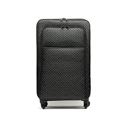 MISAKO valigia in tessuto mediana da viaggio estri nero unisex - valigia elegante morbida semirigida - 66 x 40 x 22 cm 4 ruedas