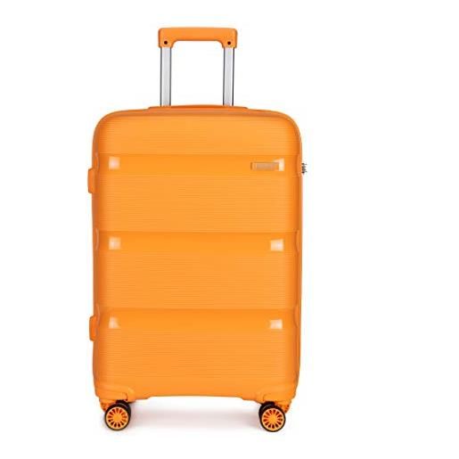 KONO valigia trolley rigida bagaglio a mano 55cm leggero in polipropilene valige con 4 ruote e tsa lucchetto, arancione