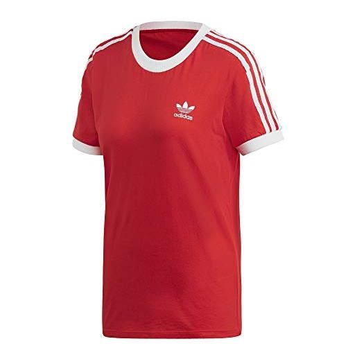 Adidas 3 str tee, t-shirt donna, rosso (lush red/white), 34