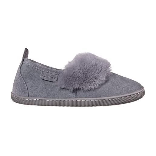 Vanuba cormo - pantofole da donna artigianali, in pelle naturale, lana di pecora al 100% , scarpe da casa calde e confortevoli (36 eu, grigio (grey))