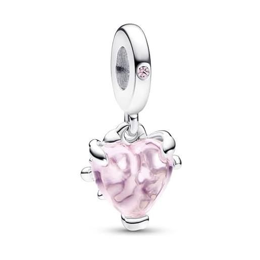 Pandora. Charm ciondolo albero della famiglia e cuore rosa 792654c01. , argento sterling