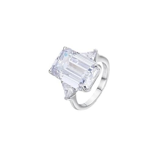 YILDEX anelli da donna in argento sterling s925 10 * 14mm rettangolare moda zircone anelli romantico proposta anelli, bianco, 7