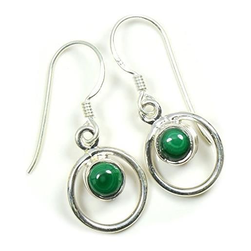 Jewelryonclick - orecchini in argento sterling con vera malachite verde