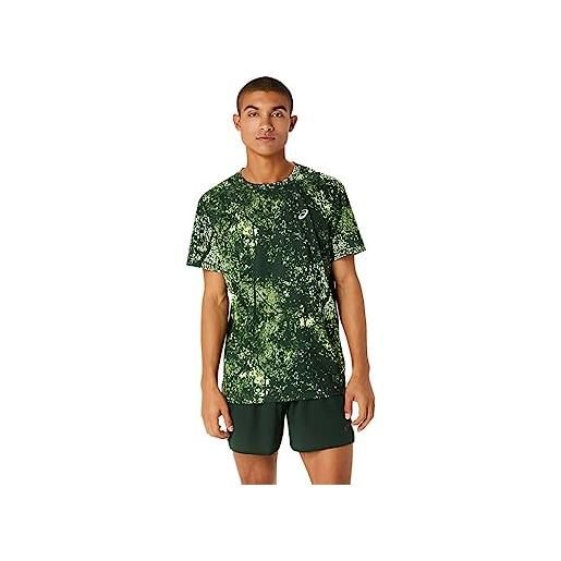 ASICS all over print ss top, t-shirt uomo, rain forest/glow yellow