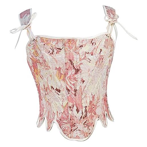 Generic newwyt corsetto da donna vintage corsetto stile francese crop top accessorio per costume abito con lacci waspie per donna fishbone. Cincher poliestere
