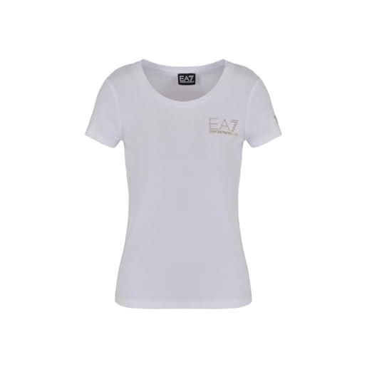 Emporio Armani ea7 t-shirt maniche corte da donna, linea evolution in jersey di misto cotone - 8ntt65 (xxl, bianco)