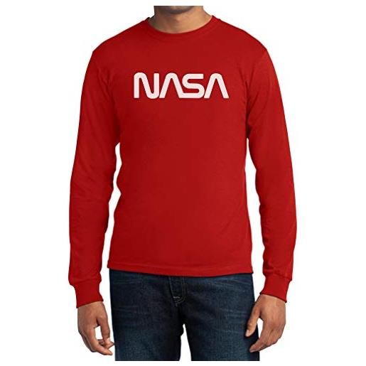 Shirtgeil nasa vintage logo galaxy stampa retro outfit maglia uomo manica lunga xx-large rosso
