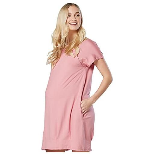 Chelsea Clark premaman camicia da notte multifunzionale- l'allattamento al seno (rosa antico - strisce grigie, s)