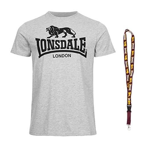 Lonsdale maglietta a maniche corte - maglietta da uomo - limited, logo marl grey, xl