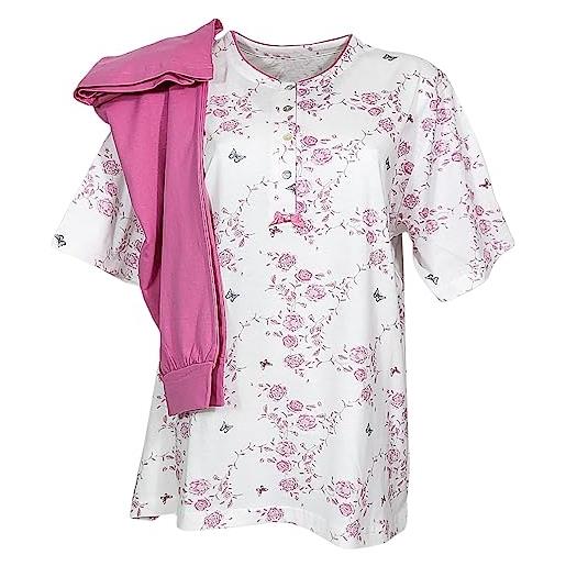 MITICO DI IRGE tris pigiama donna irge taglie grandi cotone pinocchietto corto lungo td12 rosa (2xl)