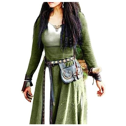 CABULE abito medievale a maniche lunghe abito da donna abito da elfo fata vintage rinascimentale abbigliamento gotico vichingo celtico abito da ballo fantasia-verde-4xl