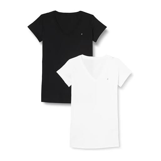 Replay w3199.000.22602 t-shirt, bianco/nero (040), xl donna