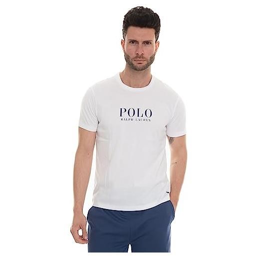 Ralph Lauren t-shirt uomo casual bianco t-shirt da uomo bianca con logo lettering autunno inverno 2022/23 100% cotone 714862615006 l