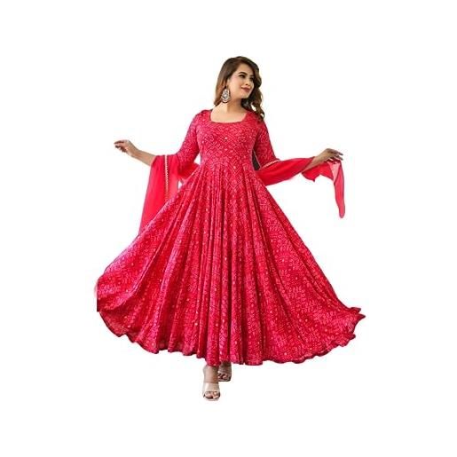 INDACORIFY bellissimo abito da pantalone kurti con stampa in cotone per ragazze e donne, abbigliamento da ufficio per feste festive salwar kameez (xx-large(44))