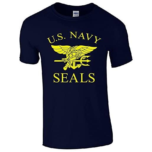 HOUYI maglietta unisex con scritta us navy seals navy blue l