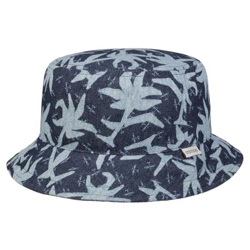 Stetson cappello di tessuto denim print bucket donna/uomo - made in the eu da pescatore estivo cotone con fodera primavera/estate - m (56-57 cm) blu scuro