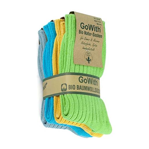 GoWith 4-5 paia di calzini unisex in 97% cotone naturale, comodi, accoglienti, traspiranti, senza cuciture, calzini casual per uomini e donne, multicolor-1 - 5 paia (modello: 3014), l