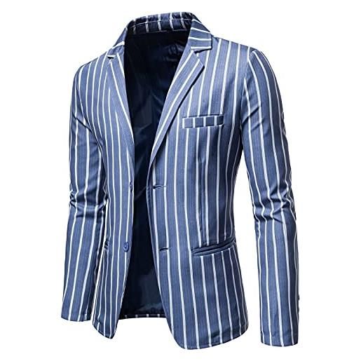 DUHGBNE giacca da uomo slim fit casual scozzese a quadri formale manica lunga slim fit business leggero giacca da abito da giorno adatta al lavoro, incontri, blu, xxxxl