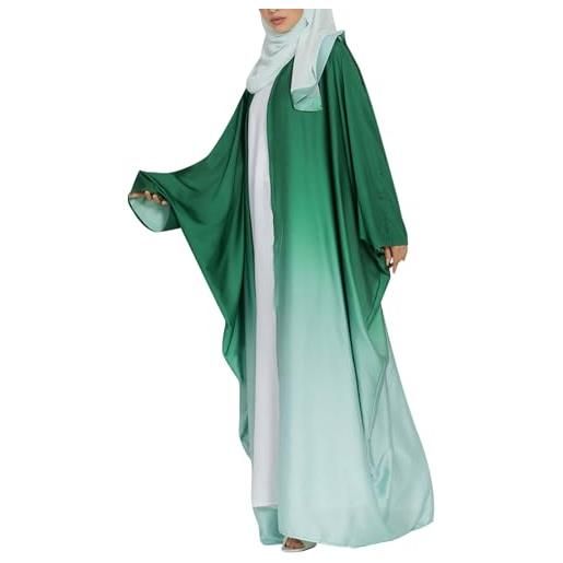 FASLOLSDP abaya muslim - cardigan da donna, elegante, a maglia, largo, lungo, musulmano, per donne, abbigliamento islamico, per donne etnico, medio oriente, musulmano, feste da sera, verde, m