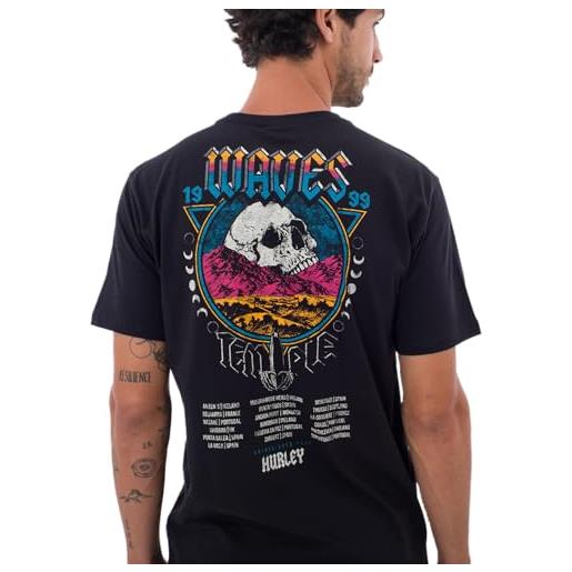 Hurley m wave tour tee t-shirt, nero, s uomo