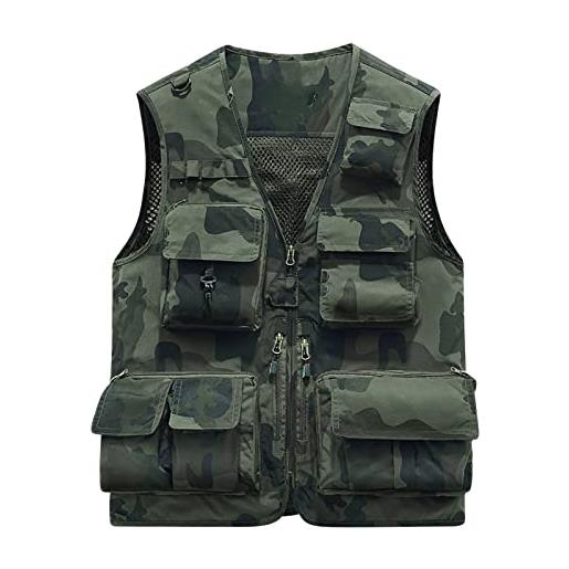 vokkrv gilet da lavoro uomo esterno con zip multitasca smanicato asciugatura rapida rete traspirante leggero panciotto per montagna pesca fotografi sottili taglie forti 6xl