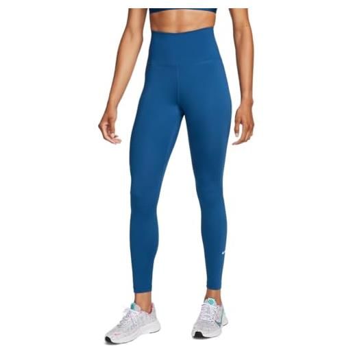 Nike w nk one df hr tght pantaloni aderenti a tutta lunghezza, court blue/white, s donna