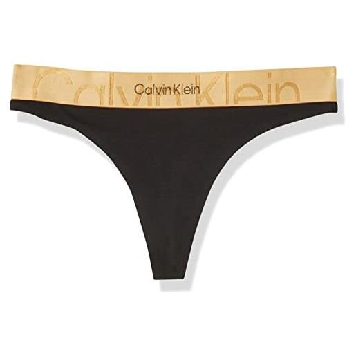 Calvin Klein Jeans calvin klein thong 000qf7055e perizoma, nero (black w. Old gold wsb), l donna