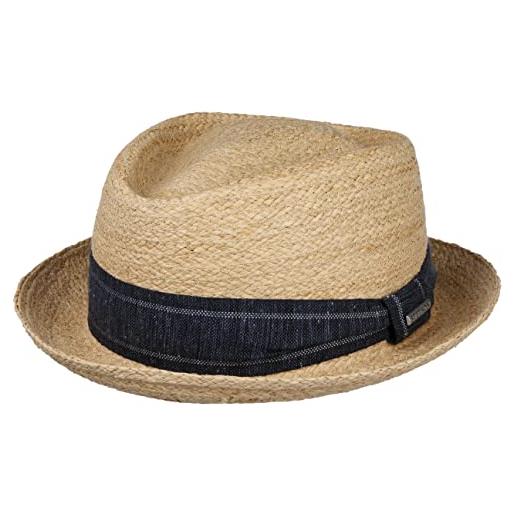 Stetson cappello in rafia classic diamond uomo - di paglia estivo cappelli da spiaggia con fodera primavera/estate - l (58-59 cm) natura