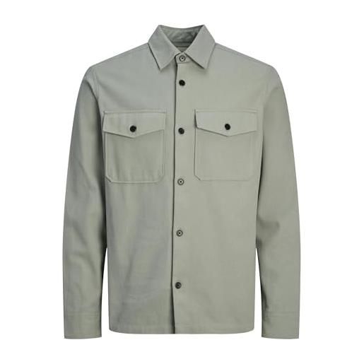 JACK & JONES jprccroy spring solid overshirt l/s sn camicia, lily pad/fit: vestibilità comoda, xs uomo