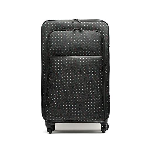 MISAKO valigia in tessuto grande da viaggio estri nero unisex - valigia elegante morbida semirigida - 68 x 45 x 25 cm 4 ruedas