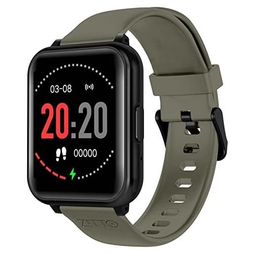 Zitto ziwatch smartwatch orologio intelligente, chiamate bluethoot, riproduzione musica, fitness tracker, assistente vocale, smart home, sp02, cinturini intercambiabili (verde)