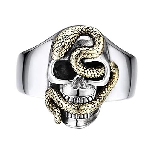 GREYKA anello con teschio da uomo in argento 925, anello personalizzato vintage in pitone, argento, adjustable