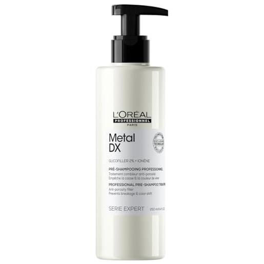 L'Oréal Professionnel shampoo pre-shampoo, per tutti i tipi di capelli, contro la rottura dei capelli, per capelli più forti, lucidi, meno porosi e colori di lunga durata, serie expert, metal dx high