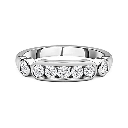 TJC moissanite - anello da donna in argento sterling 925 con canale, in metallo, peso 1,65 grammi, grande, platino argento, moissanite nessuna pietra preziosa