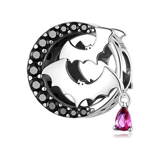 Fanona charm perla di fascino del pipistrello di halloween in argento sterling 925 per braccialetto pandora