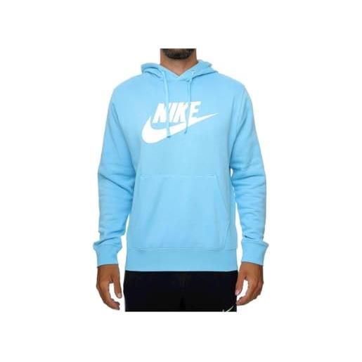 Nike felpa cappuccio sportwear club hoodie polar bb gx celeste, m
