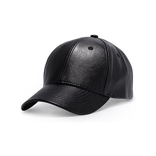 JEDAGX faux pelle piatta regolabile snapback baseball cap nera hip-hop cappello pu cuoio