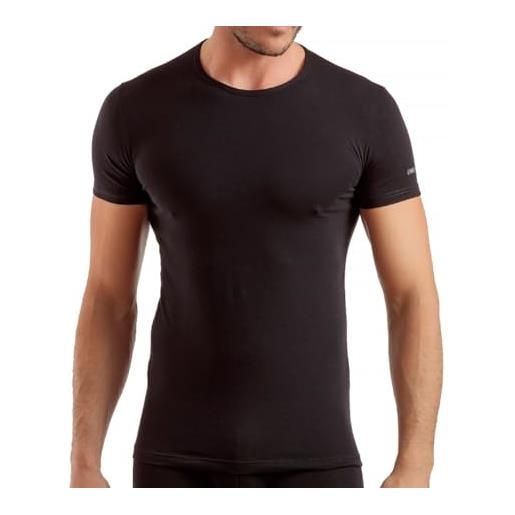 Enrico Coveri maglietta intima uomo girocollo offerta 3 e 6 pezzi, maglia uomo in cotone bielastico et 1000 (3 pezzi neri, 3-s)