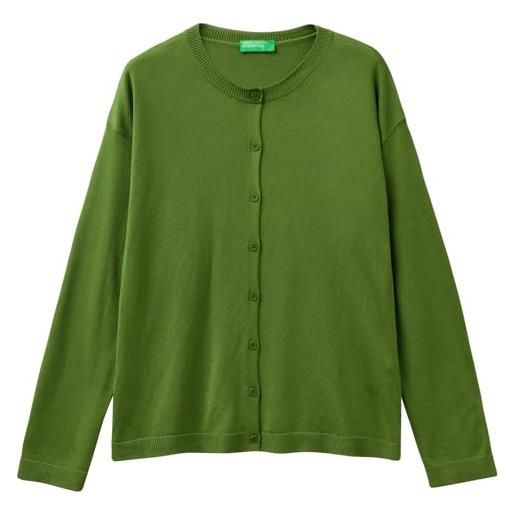 United Colors of Benetton maglia coreana m/l 103cd500i maglione cardigan, verde bosco 2g3, s donna