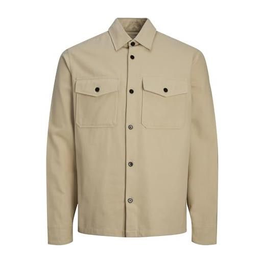 JACK & JONES jprccroy spring solid overshirt l/s sn camicia, fields of rye/fit: vestibilità comoda, l uomo