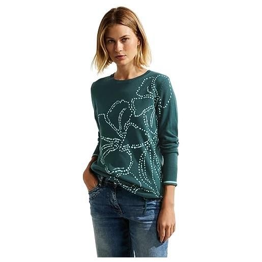 Cecil b302412 maglione lavorato a maglia floreale, deep lake green, s donna