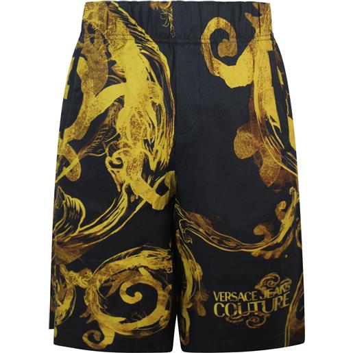 VERSACE JEANS COUTURE shorts neri con fantasia all over per uomo