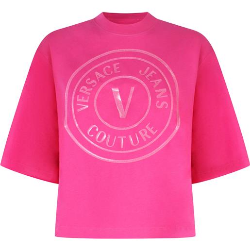 VERSACE JEANS COUTURE t-shirt fucsia con logo per donna