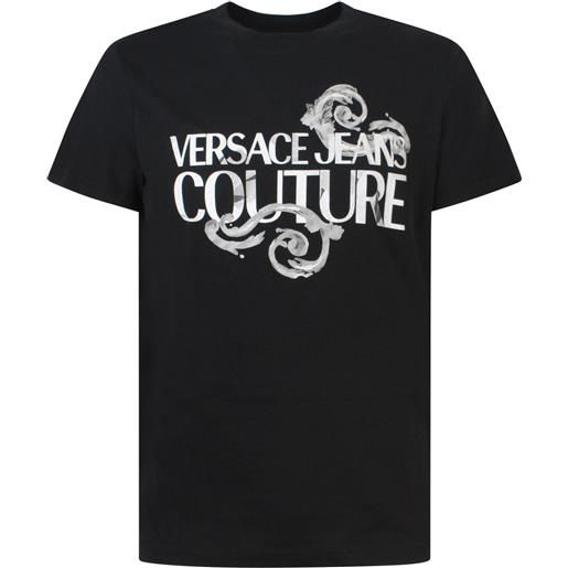 VERSACE JEANS COUTURE t-shirt nera con fantasia per uomo